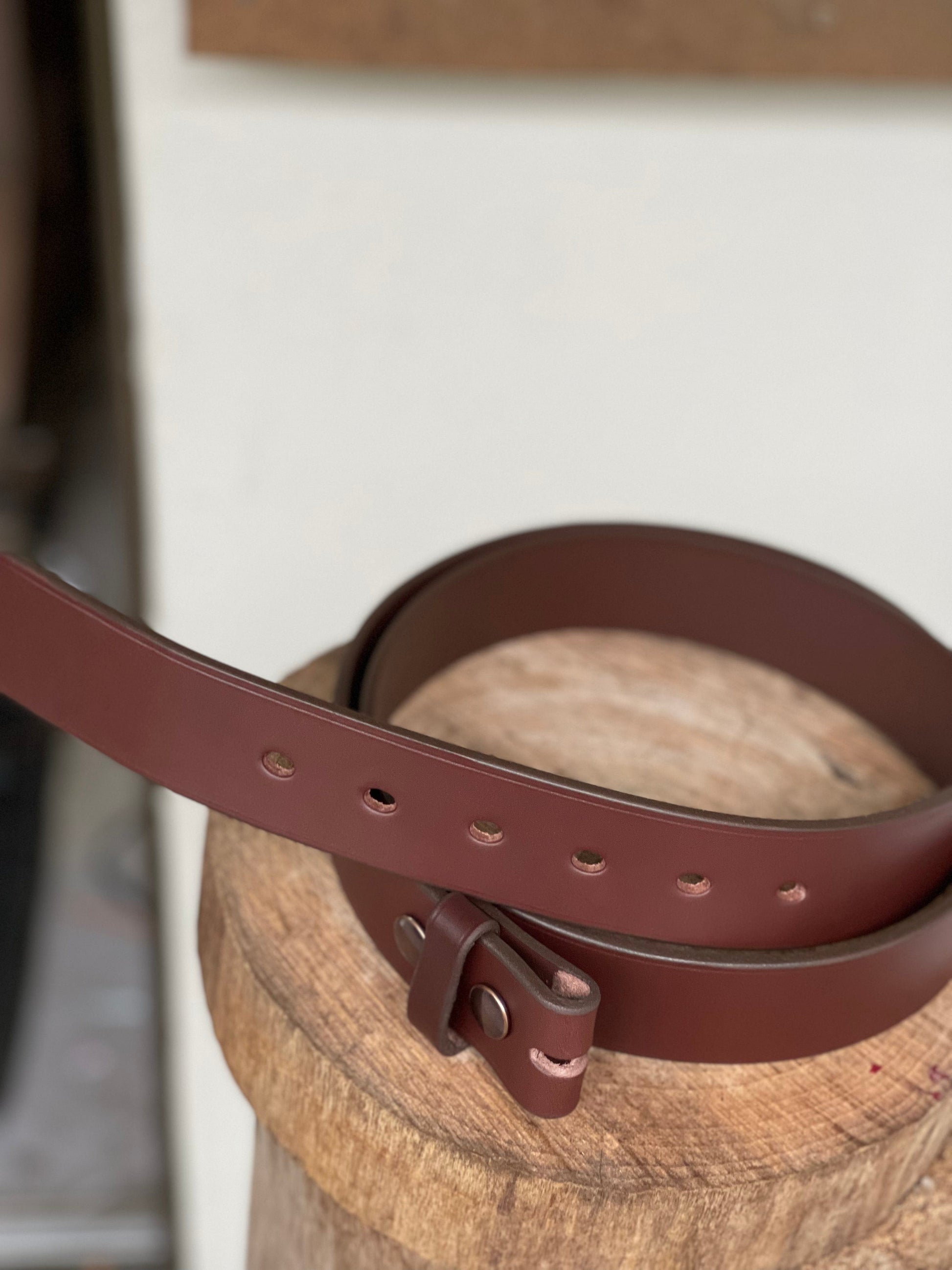 The Real McCaul Leathergoods Belts Press Stud Clip Belt 38mm - Cognac Australian Made Australian Owned Solid Leather Men's Belt - Handmade in Australia - Black - Brass Buckle