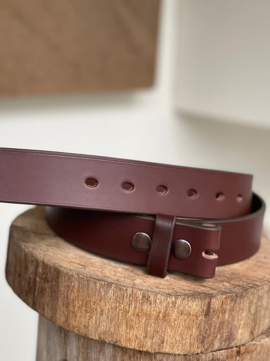 The Real McCaul Leathergoods Belts Press Stud Clip Belt 38mm - Cognac Australian Made Australian Owned Solid Leather Men's Belt - Handmade in Australia - Black - Brass Buckle