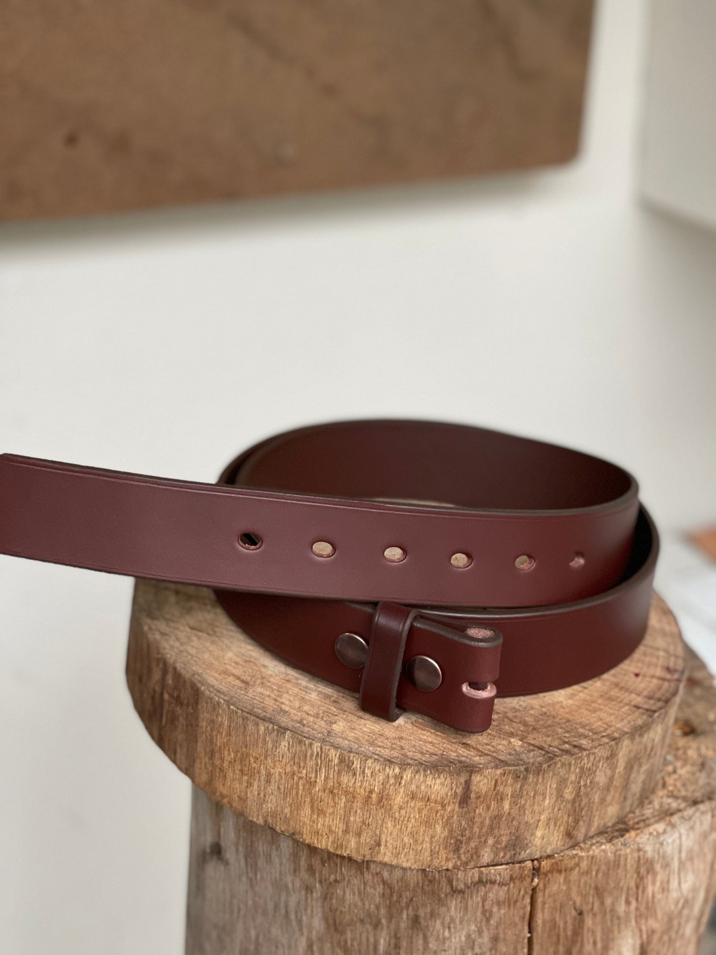 The Real McCaul Leathergoods Belts Press Stud Clip Belt 38mm - Cognac Australian Made Australian Owned Solid Leather Men's Belt - Handmade in Australia - Black - Brass Buckle
