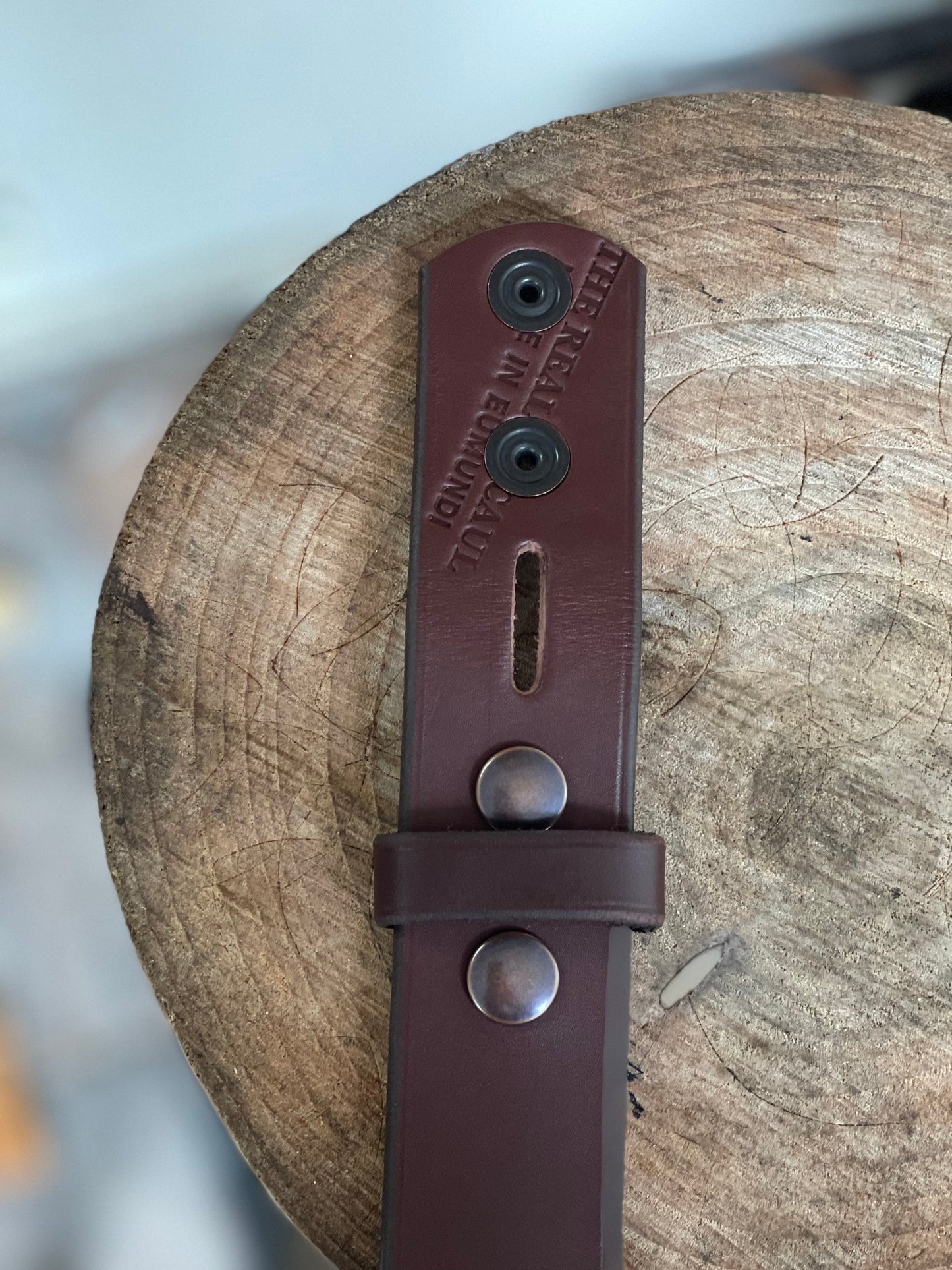 The Real McCaul Leathergoods Belts Press Stud Clip Belt 38mm - Cognac Australian Made Australian Owned Solid Leather Men's Belt - Handmade in Australia - Black - Brass Buckle