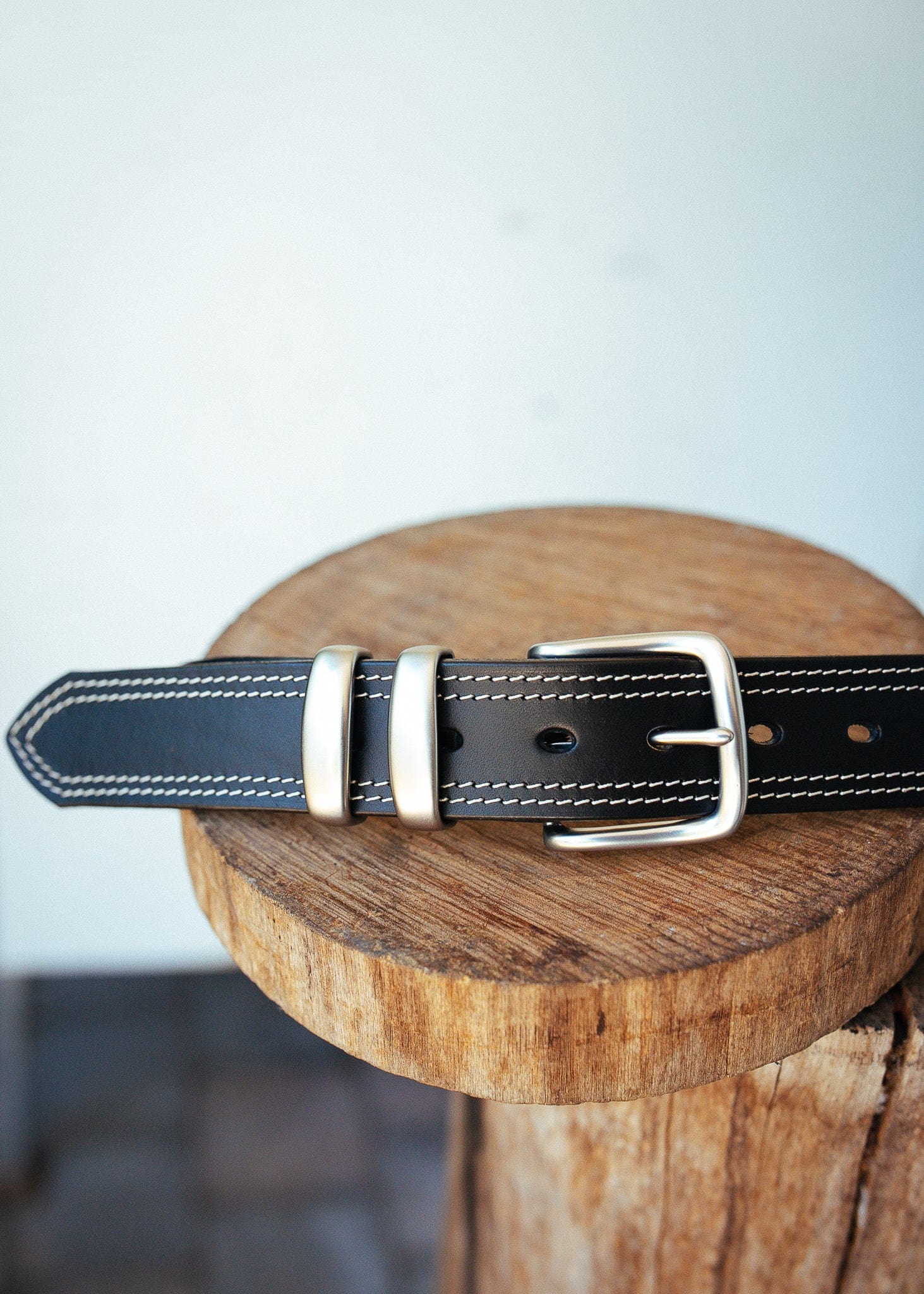 The Real McCaul Leathergoods Belts Serge Belt 38mm - Double Stitch - Black Australian Made Australian Owned Australian Made Solid Leather Full Grain Rancher Belt- Black