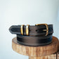 The Real McCaul Leathergoods Belts Serge Belt 38mm - Double Stitch - Black Australian Made Australian Owned Australian Made Solid Leather Full Grain Rancher Belt- Black