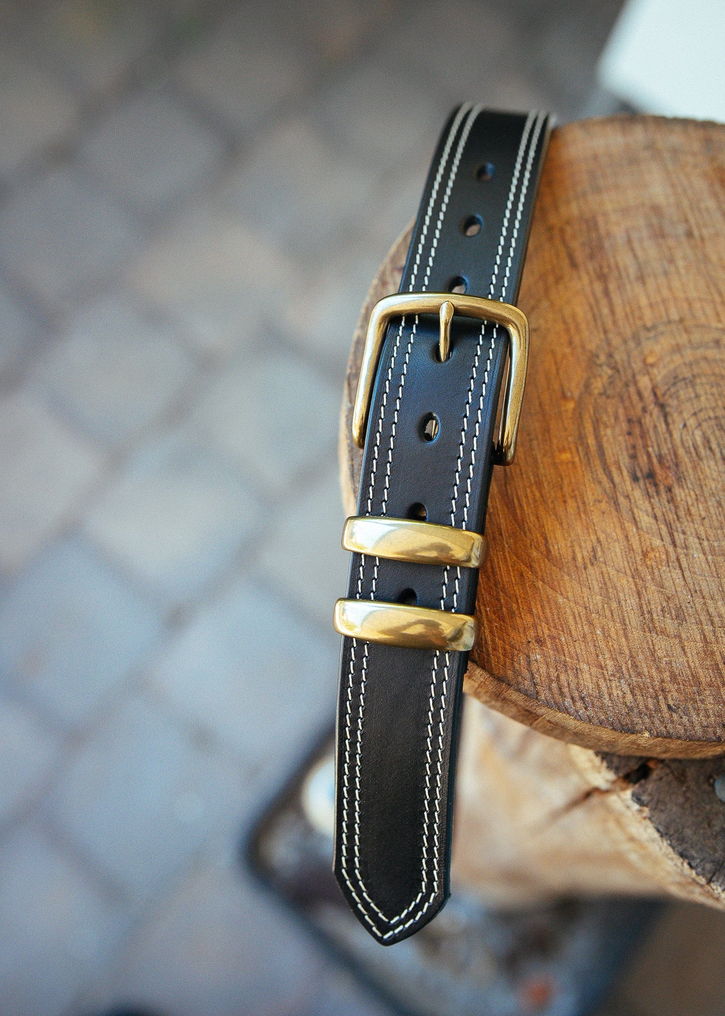 The Real McCaul Leathergoods Belts Serge Belt 38mm - Double Stitch - Black Australian Made Australian Owned Australian Made Solid Leather Full Grain Rancher Belt- Black