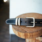 The Real McCaul Leathergoods Belts Serge Belt 38mm - Double Stitch - Black Australian Made Australian Owned Australian Made Solid Leather Full Grain Rancher Belt- Black
