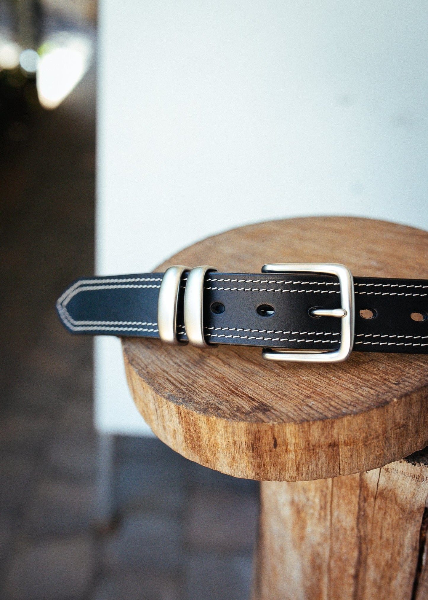The Real McCaul Leathergoods Belts Serge Belt 38mm - Double Stitch - Black Australian Made Australian Owned Australian Made Solid Leather Full Grain Rancher Belt- Black