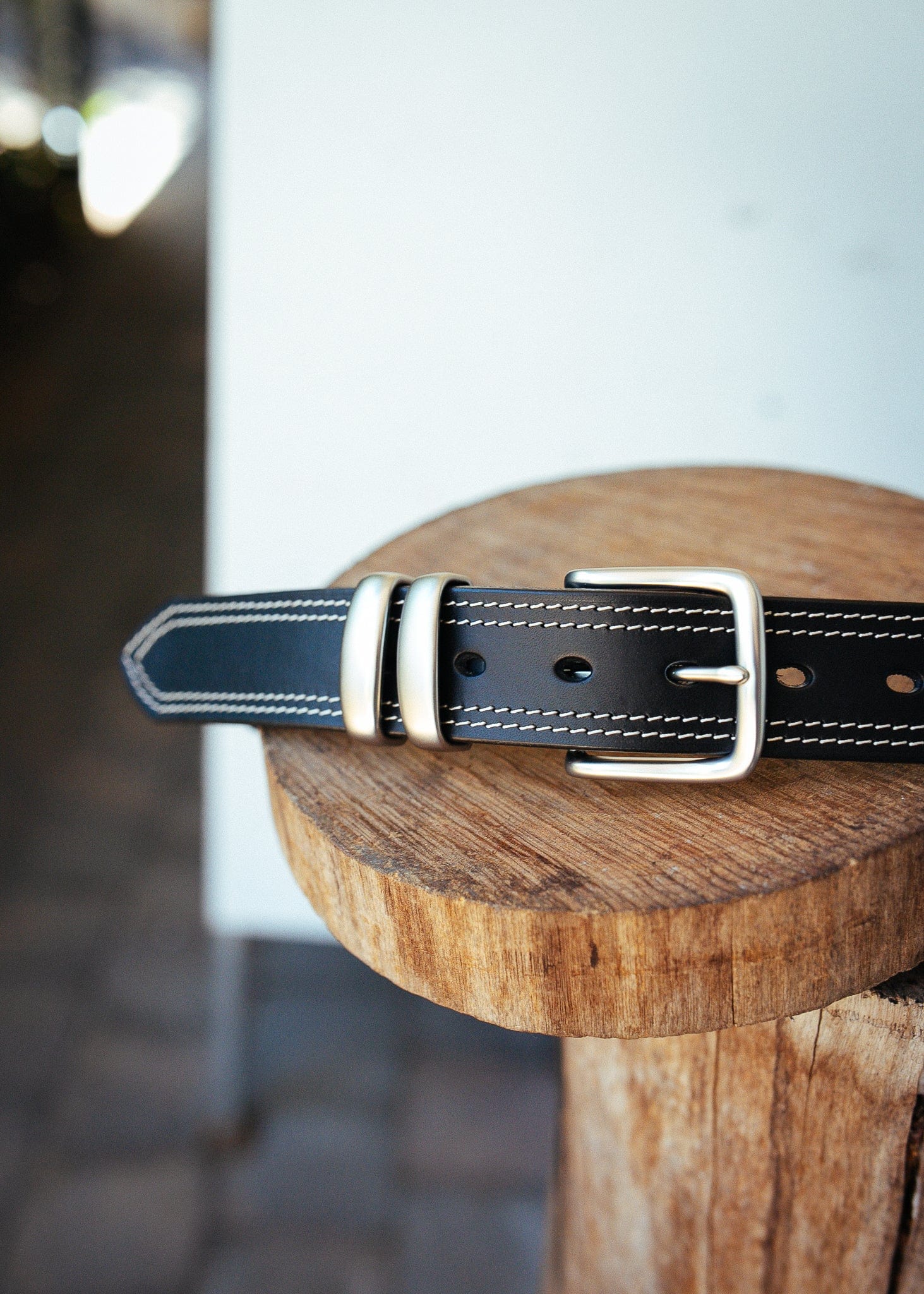 The Real McCaul Leathergoods Belts Serge Belt 38mm - Double Stitch - Black Australian Made Australian Owned Australian Made Solid Leather Full Grain Rancher Belt- Black