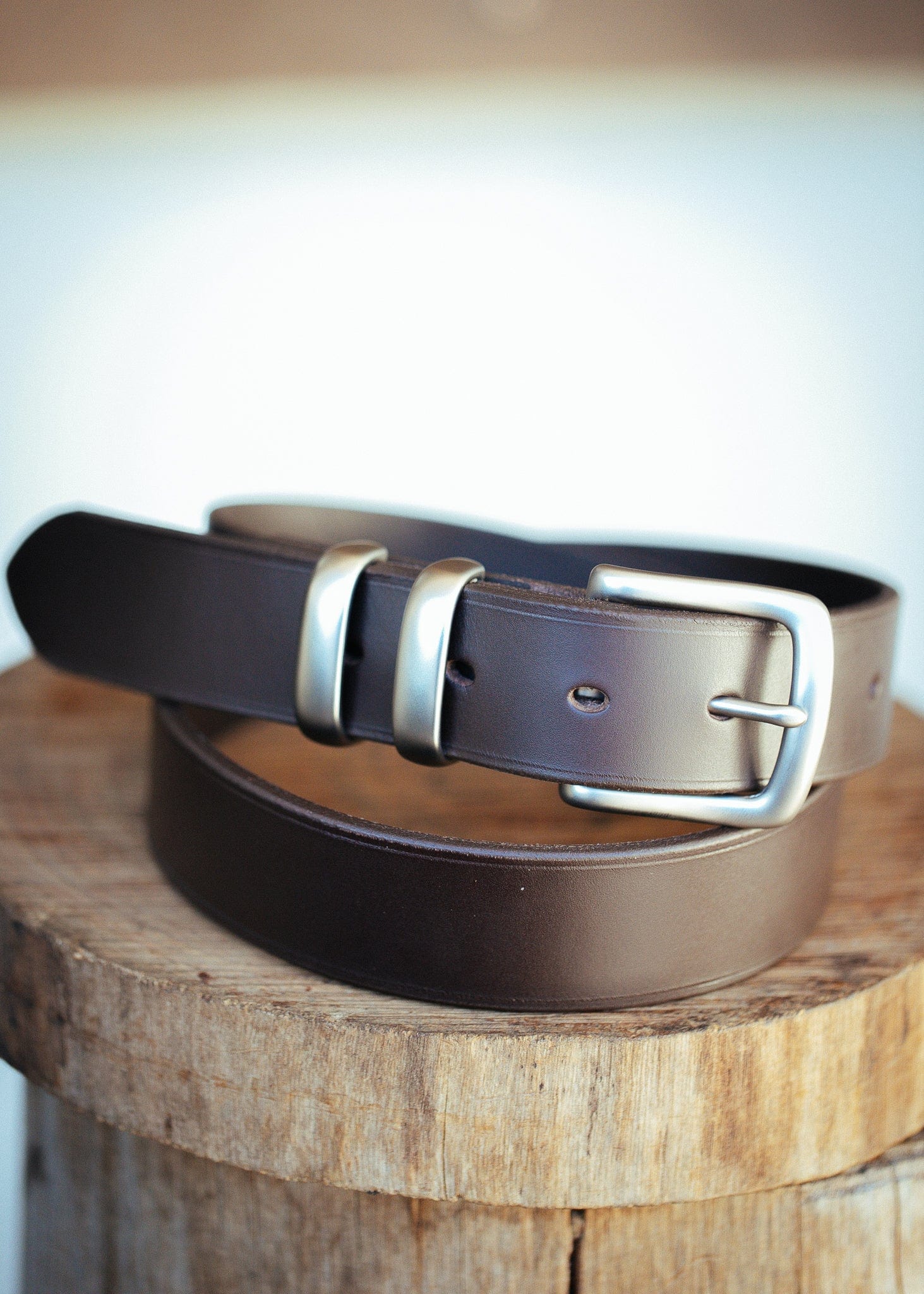 The Real McCaul Leathergoods Belts Silver / 30” (77cm) Plain 35mm Belt - Double Keeper - Dark Brown Australian Made Australian Owned Genuine Cowhide Leather Belt - Handmade in Australia