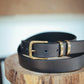 The Real McCaul Leathergoods Belts Standard 32mm Belt- Double Keeper - Black Australian Made Australian Owned Solid Leather Men's Belt - Handmade in Australia - Brass Buckle