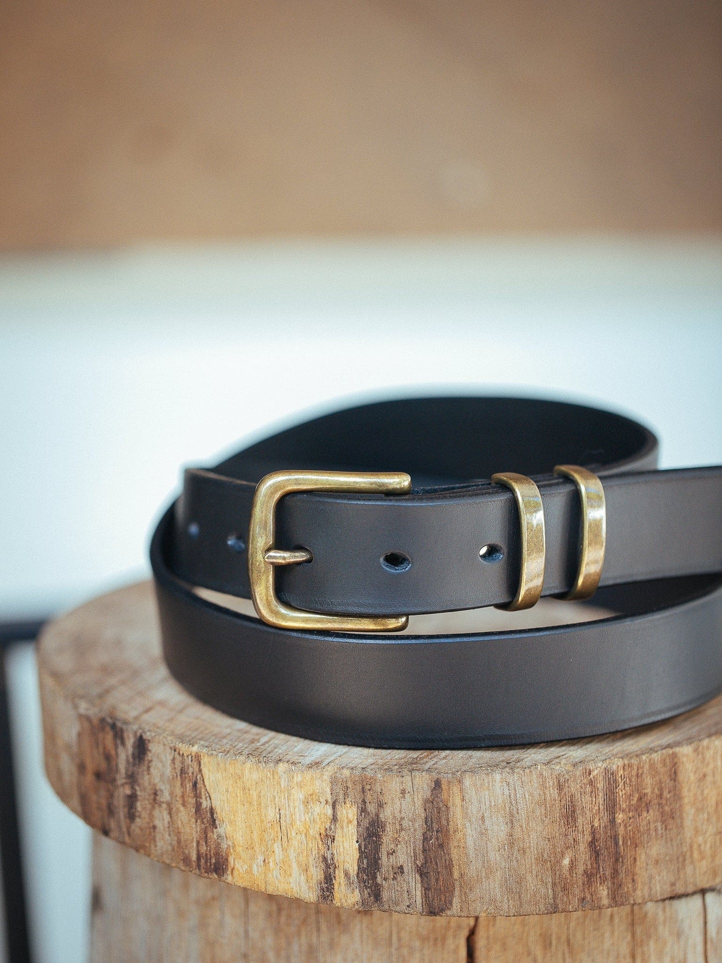 The Real McCaul Leathergoods Belts Standard 32mm Belt- Double Keeper - Black Australian Made Australian Owned Solid Leather Men's Belt - Handmade in Australia - Brass Buckle