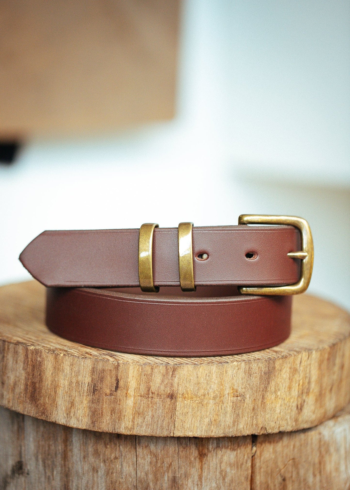 The Real McCaul Leathergoods Belts Standard 32mm Belt- Double Keeper - Cognac Australian Made Australian Owned Solid Leather Men's Belt - Handmade in Australia - Brass Buckle