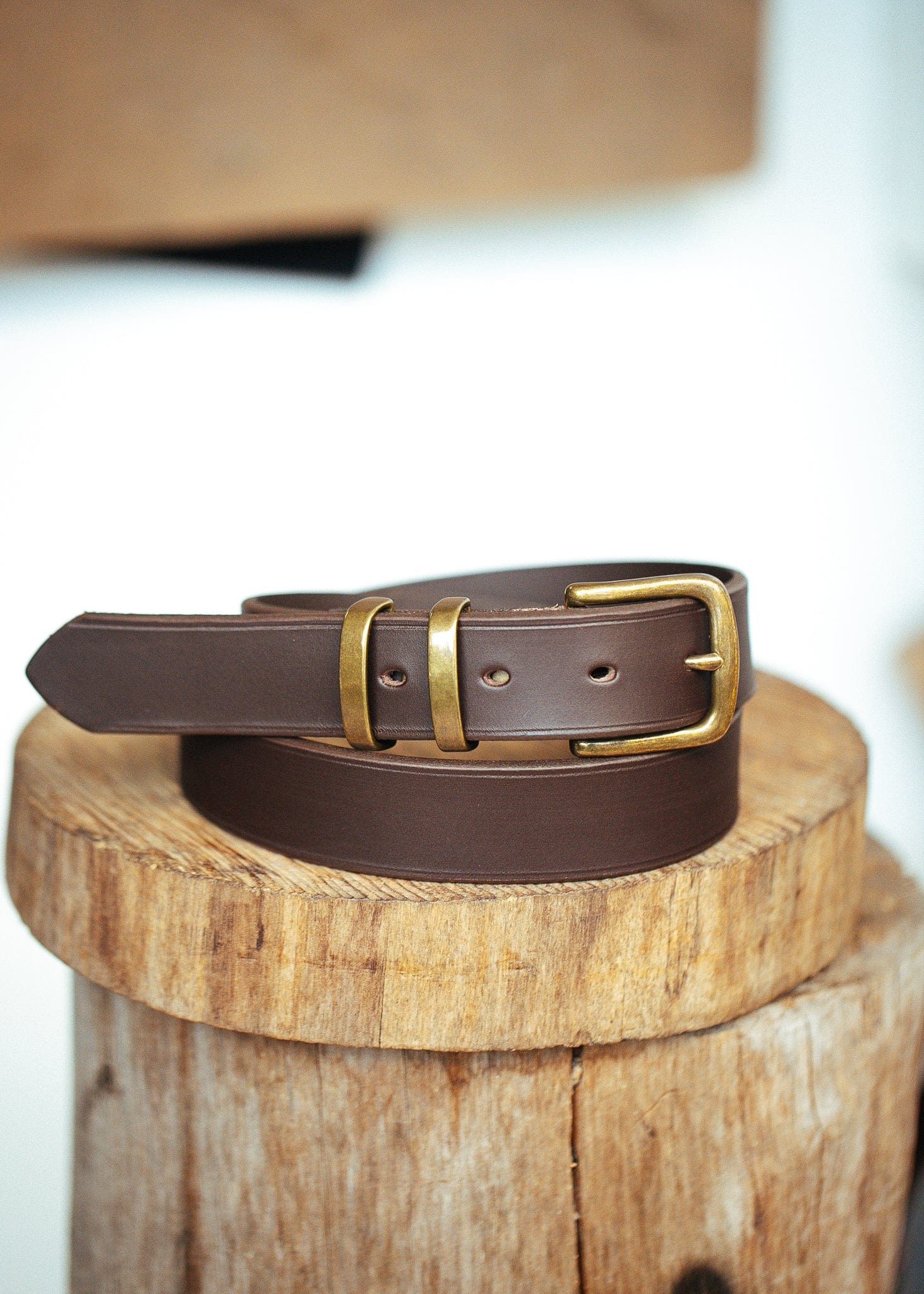 The Real McCaul Leathergoods Belts Standard 32mm Belt- Double Keeper - Dark Brown Australian Made Australian Owned Solid Leather Men's Belt - Handmade in Australia - Brass Buckle