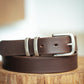 The Real McCaul Leathergoods Belts Standard 32mm Belt- Double Keeper - Dark Brown Australian Made Australian Owned Solid Leather Men's Belt - Handmade in Australia - Brass Buckle