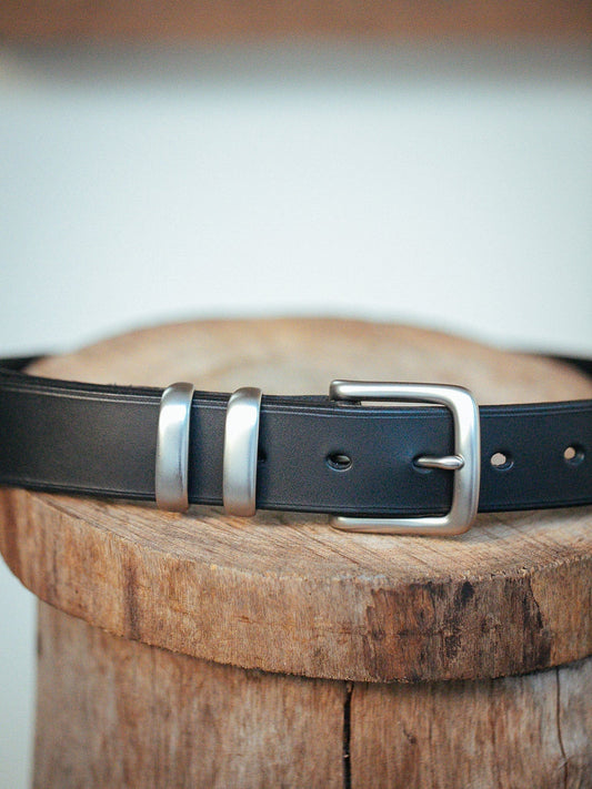 The Real McCaul Leathergoods Belts Standard 35mm Belt - Double Keeper - Black Australian Made Australian Owned Genuine Cowhide Leather Belt - Handmade in Australia