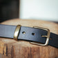 The Real McCaul Leathergoods Belts Standard 38mm Belt - Black Australian Made Australian Owned Solid Leather Men's Belt - Handmade in Australia - Black - Brass Buckle