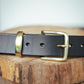 The Real McCaul Leathergoods Belts Standard 38mm Belt - Black Australian Made Australian Owned Solid Leather Men's Belt - Handmade in Australia - Black - Brass Buckle