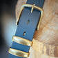 The Real McCaul Leathergoods Belts Standard 38mm Belt - Double Keeper - Navy Blue Australian Made Australian Owned Genuine Solid Cowhide Wide Leather Belt - Handmade in Australia