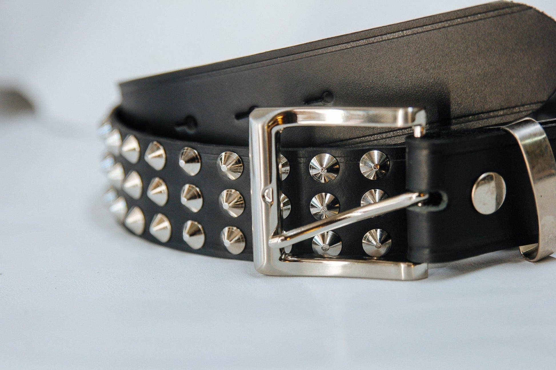 The Real McCaul Leathergoods Belts Studded Leather Belt Australian Made Australian Owned Leather Studded Black Belt- Made In Australia