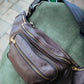 The Real McCaul Leathergoods Bum Bag Dark Brown / Brass / Small (26" - 34") Multi-Pocket Belt Bum Bag - Cowhide Australian Made Australian Owned Deluxe Leather Bum Bag Handmade in Australia YKK Zips