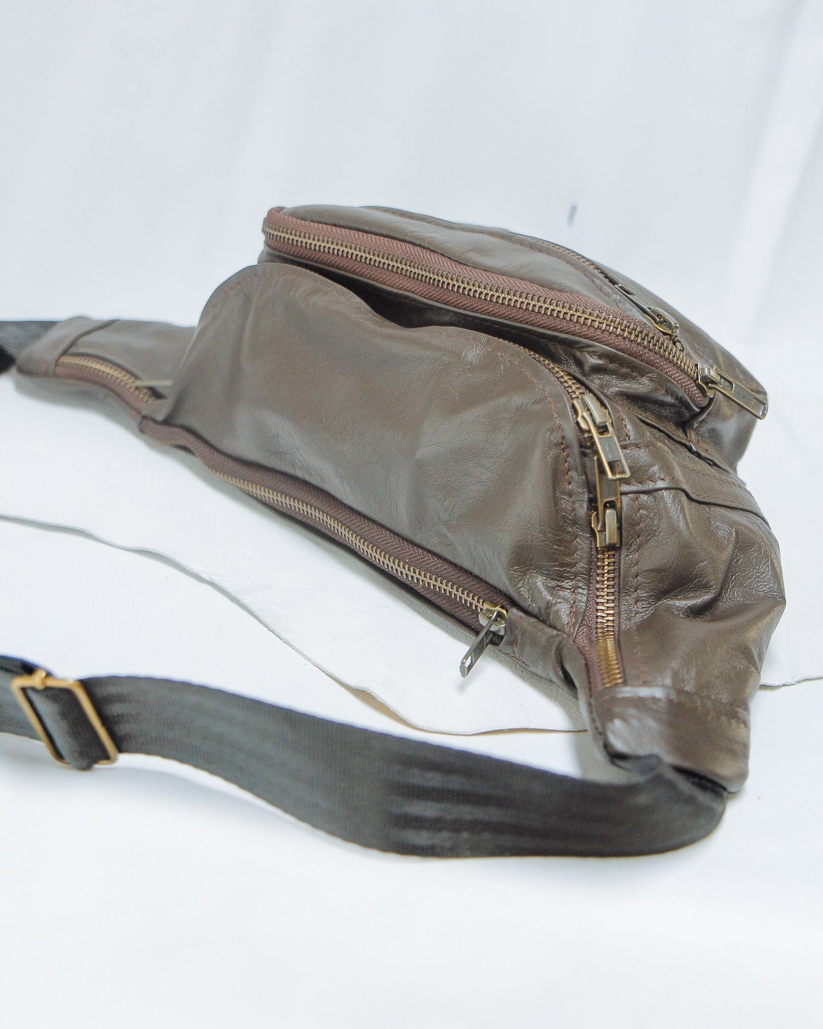 The Real McCaul Leathergoods Bum Bag Multi-Pocket Belt Bum Bag - Premium Kangaroo Australian Made Australian Owned Deluxe Leather Bum Bag Handmade in Australia YKK Zips