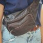 The Real McCaul Leathergoods Bum Bag Multi-Pocket Belt Bum Bag - Premium Kangaroo Australian Made Australian Owned Deluxe Leather Bum Bag Handmade in Australia YKK Zips