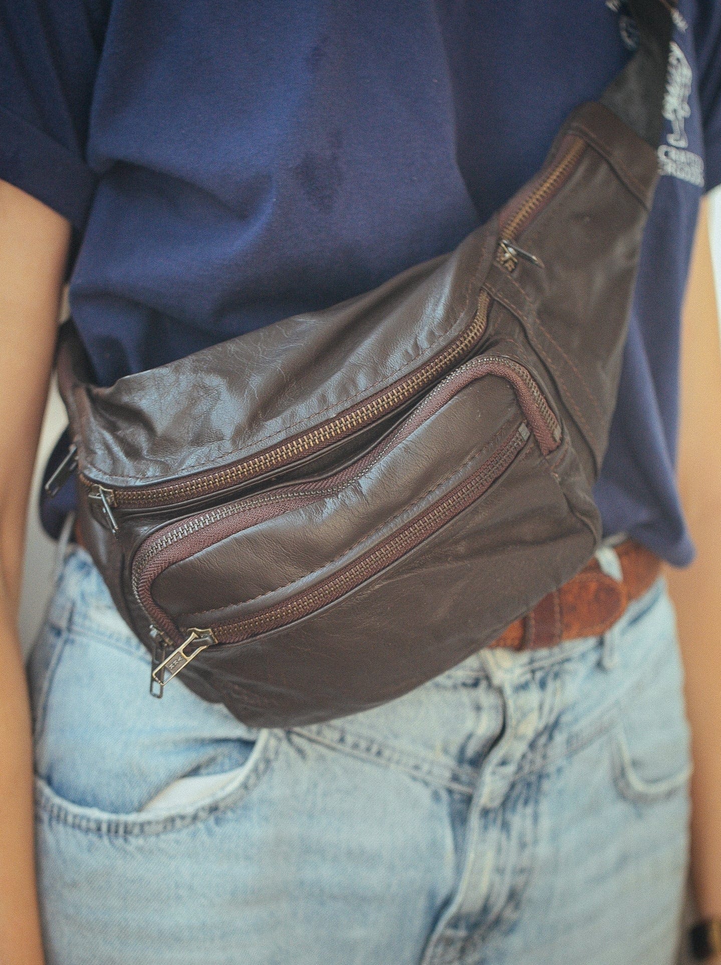 The Real McCaul Leathergoods Bum Bag Multi-Pocket Belt Bum Bag - Premium Kangaroo Australian Made Australian Owned Deluxe Leather Bum Bag Handmade in Australia YKK Zips