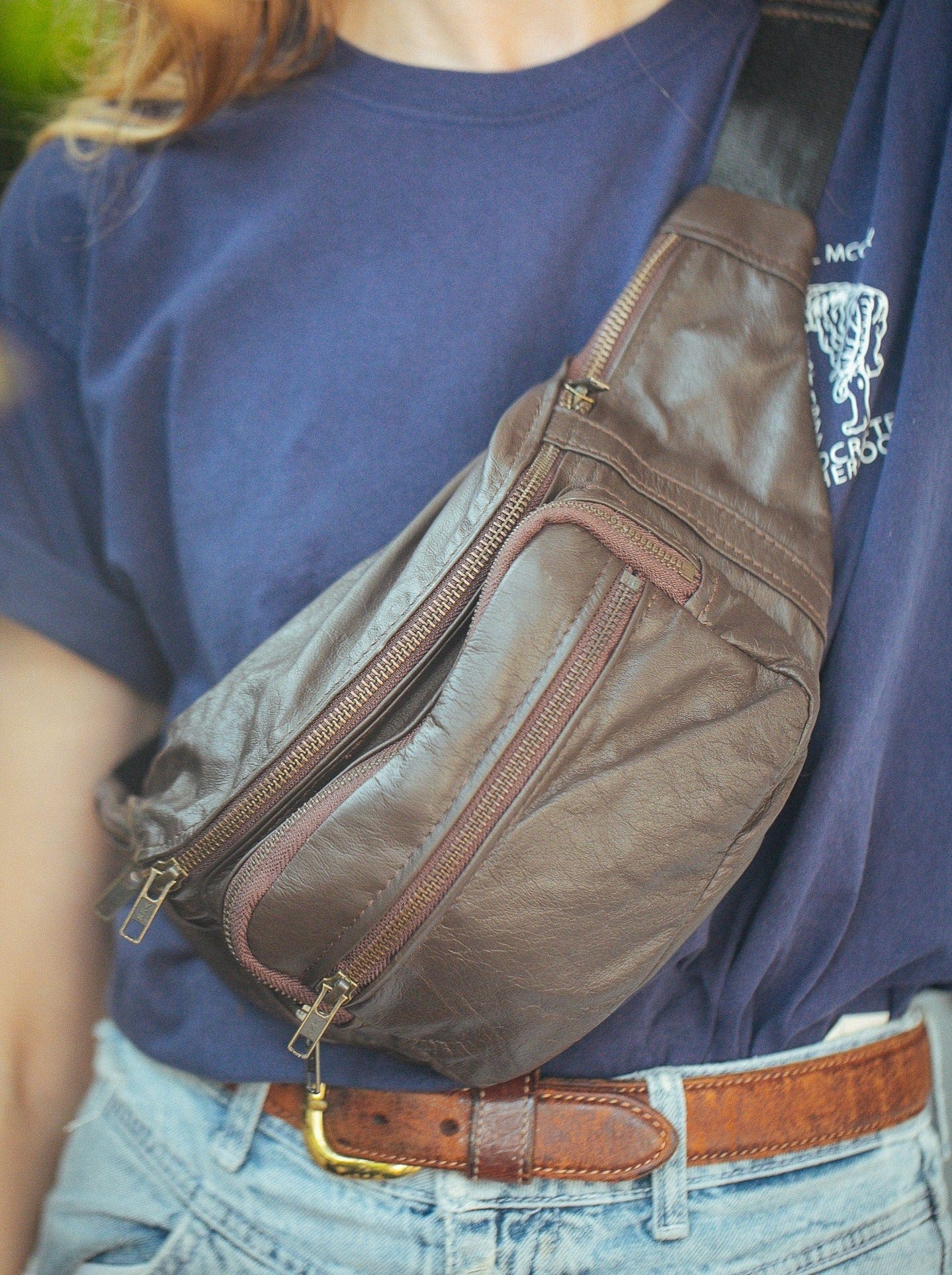 The Real McCaul Leathergoods Bum Bag Multi-Pocket Belt Bum Bag - Premium Kangaroo Australian Made Australian Owned Deluxe Leather Bum Bag Handmade in Australia YKK Zips