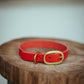 The Real McCaul Leathergoods Collar Classic Dog Collar - 15mm - Red Australian Made Australian Owned Leather Dog Collar with Brass Fittings- Australian Made