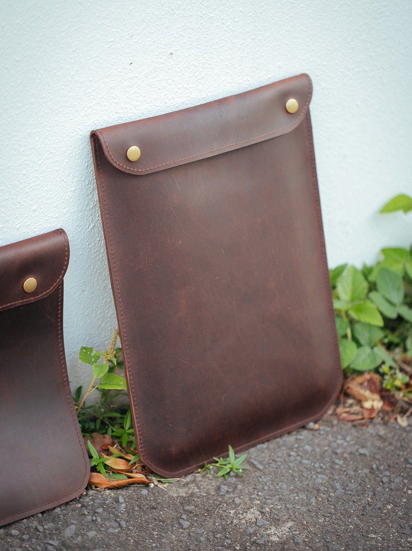 The Real McCaul Leathergoods Computer Accessories Dark Brown / Dark Sleeve Case for Tablet/Laptop - 15” - Vertical Australian Made Australian Owned