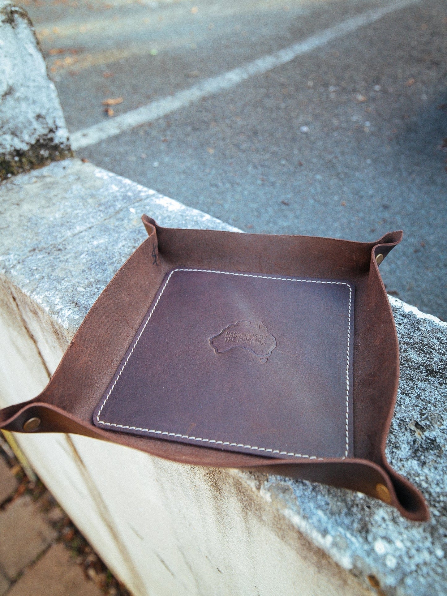 The Real McCaul Leathergoods Dark Brown / Small Deluxe Valet Tray Holder Australian Made Australian Owned