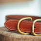 The Real McCaul Leathergoods Deluxe Rancher Dog Collar - 38mm - Tan Australian Made Australian Owned Leather Dog Collar with Brass Fittings- Australian Made