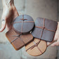 The Real McCaul Leathergoods Gift Rustic Coasters - Set of 6 Australian Made Australian Owned Leather Coaster Set (6) Made In Australia