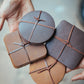 The Real McCaul Leathergoods Gift Rustic Coasters - Set of 6 Australian Made Australian Owned Leather Coaster Set (6) Made In Australia