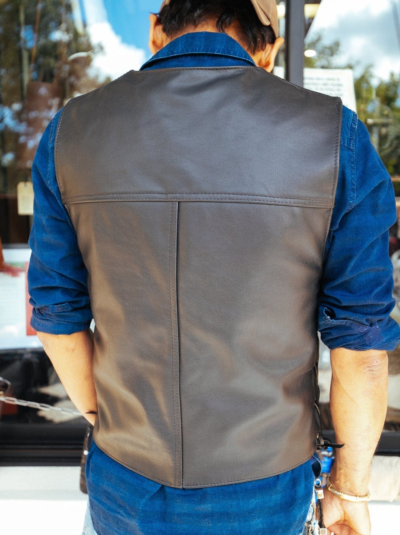 The Real McCaul Leathergoods Jackets Classic Lace Up Motorcycle Vest - Men's - Black Australian Made Australian Owned Lace-Up Leather Motorcycle Vest in Cowhide- Australian Made