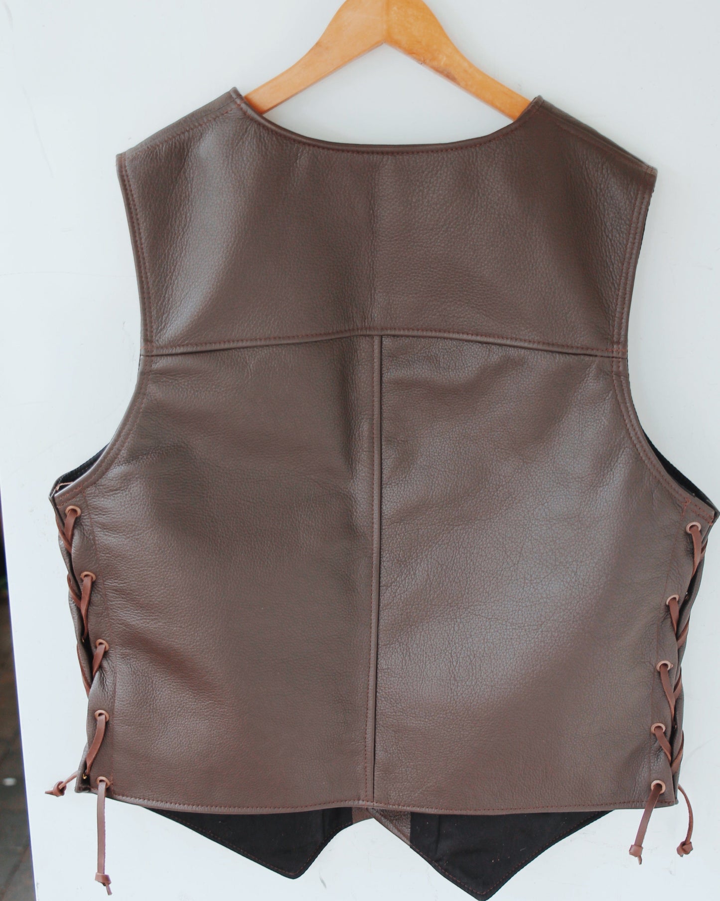 The Real McCaul Leathergoods Jackets Classic Lace Up Motorcycle Vest - Men's - Brown Australian Made Australian Owned Lace-Up Leather Motorcycle Vest in Cowhide- Australian Made