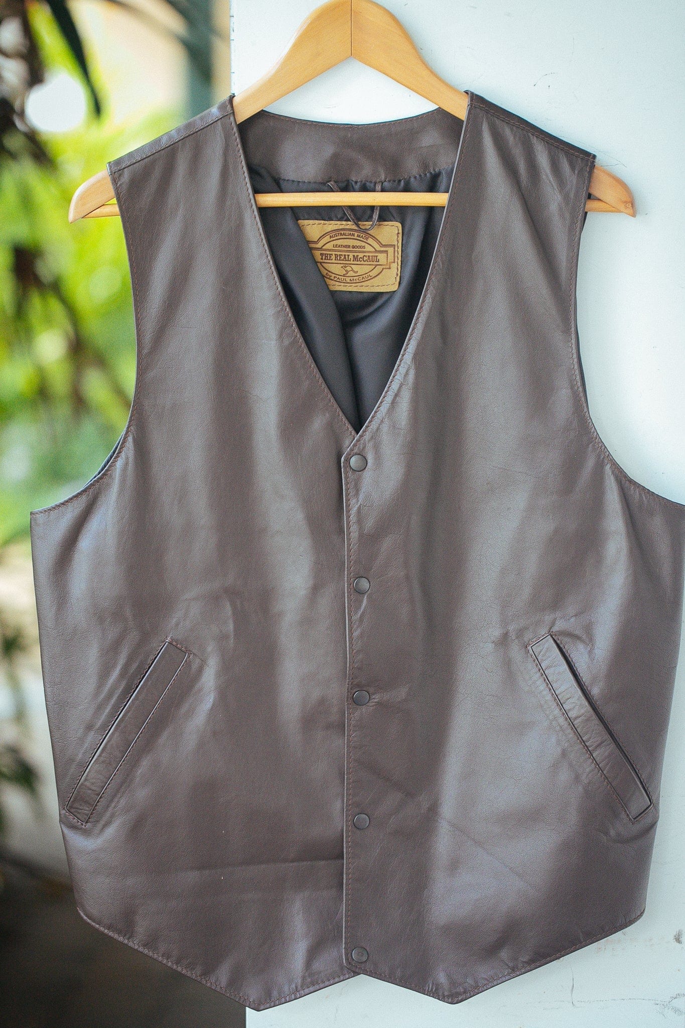 The Real McCaul Leathergoods Jackets Traditional Waistcoat Vest- Kangaroo Leather Australian Made Australian Owned Kangaroo Leather Vest Jacket Waistcoat - Australian Made