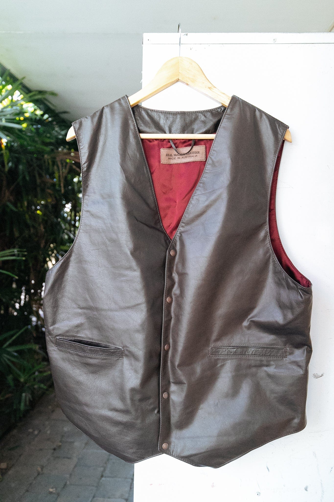The Real McCaul Leathergoods Jackets Traditional Waistcoat Vest- Kangaroo Leather Australian Made Australian Owned Kangaroo Leather Vest Jacket Waistcoat - Australian Made