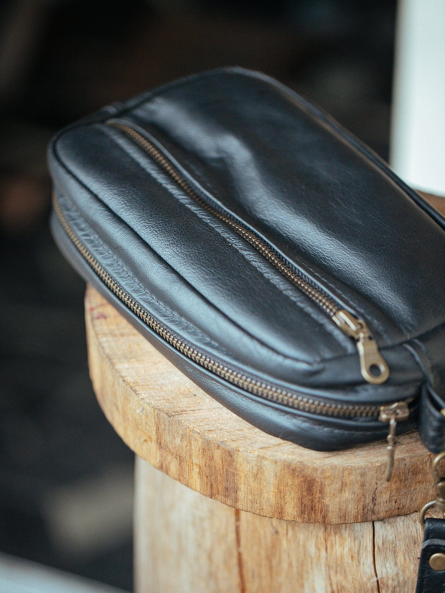 The Real McCaul Leathergoods Kangaroo / Black Utility Wrist Bag - Kangaroo Australian Made Australian Owned Men's Leather Utility Wrist Strap ManBag- Made In Australia