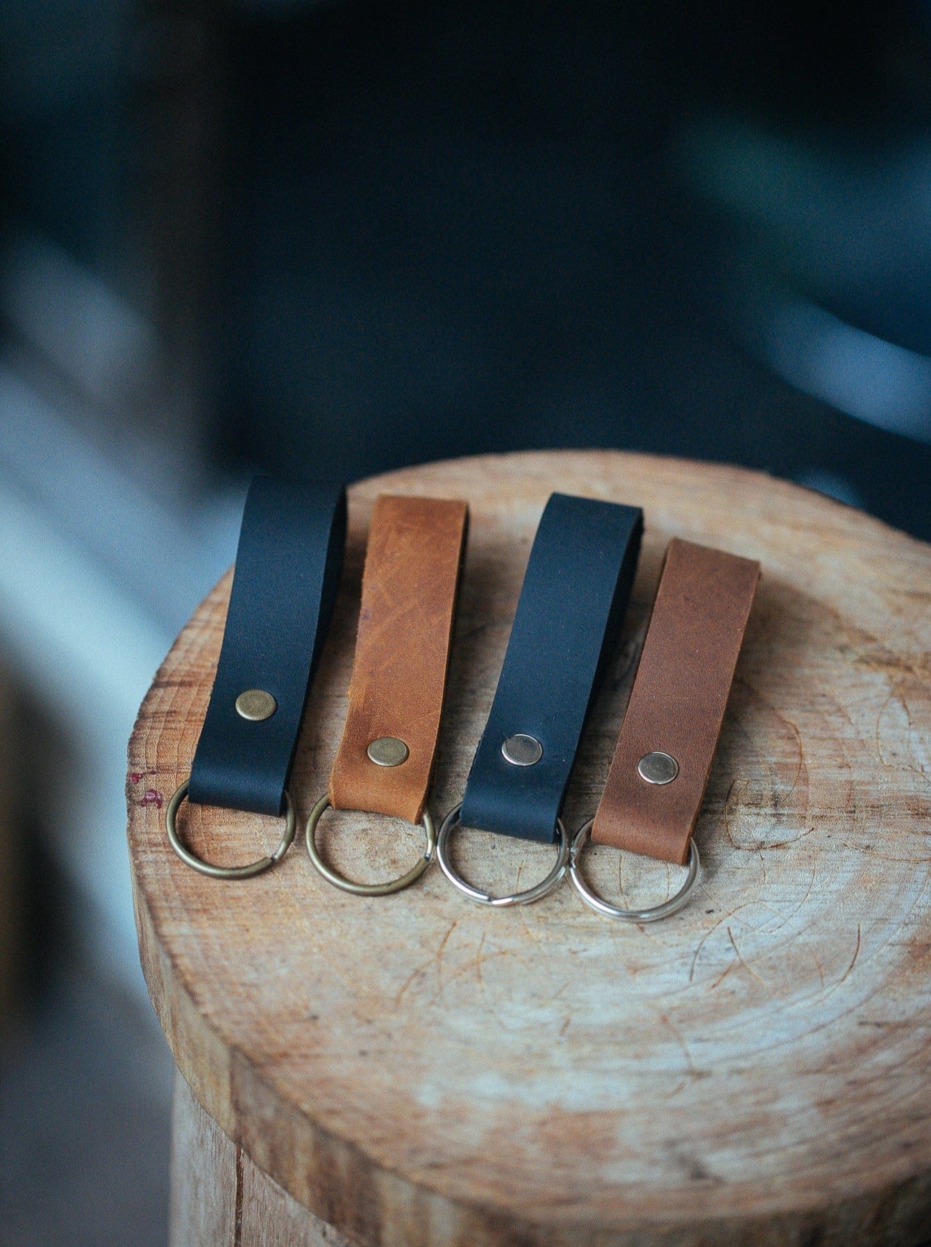 The Real McCaul Leathergoods Keyring Black / Gold Simple Key Loop Australian Made Australian Owned Leather Key Fob Holder Belt Hook Made In Australia