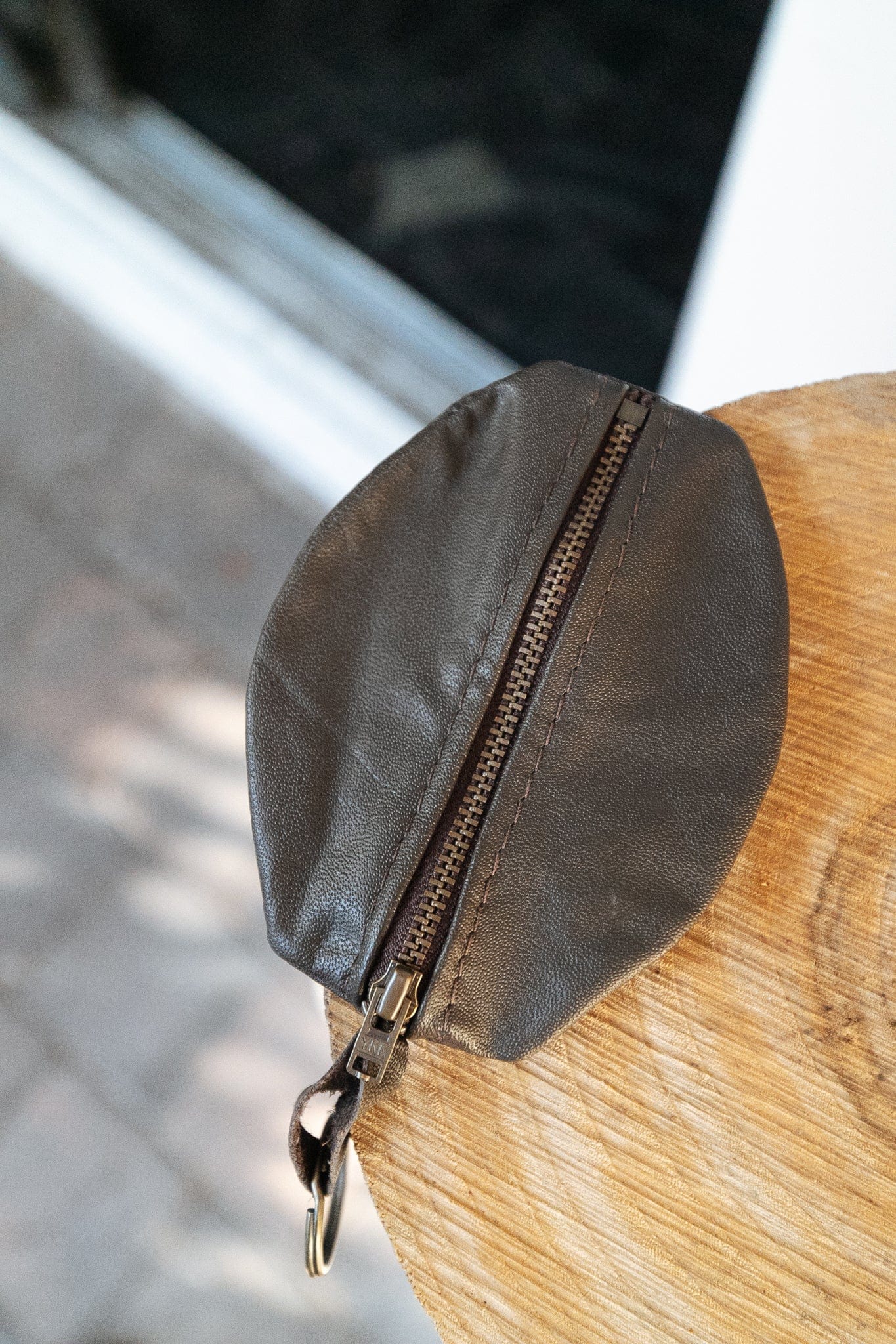 The Real McCaul Leathergoods Keyring Cowhide / Dark Brown / Brass Single Sided Key & Coin Pouch Australian Made Australian Owned Double Sided Key & Coin Pouch- MADE IN AUSTRALIA - Genuine Leather
