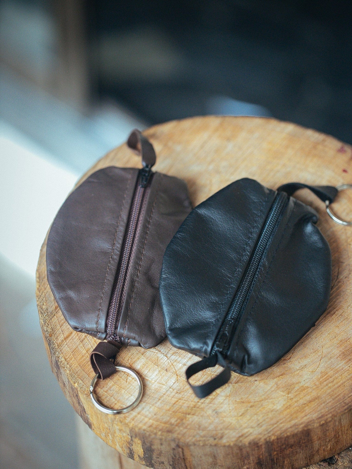 The Real McCaul Leathergoods Keyring Dark Brown / Nylon / Medium Double Sided Key & Coin Pouch - Kangaroo Australian Made Australian Owned Double Sided Key & Coin Pouch- MADE IN AUSTRALIA - Genuine Leather