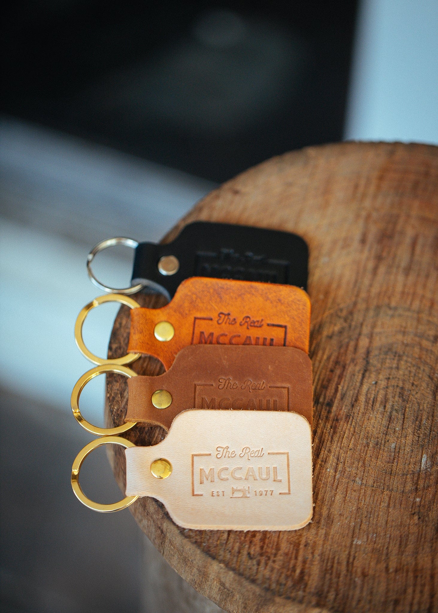 The Real McCaul Leathergoods Keyring Keyring - Branded Australian Made Australian Owned Leather Key Fob Holder Belt Hook Made In Australia