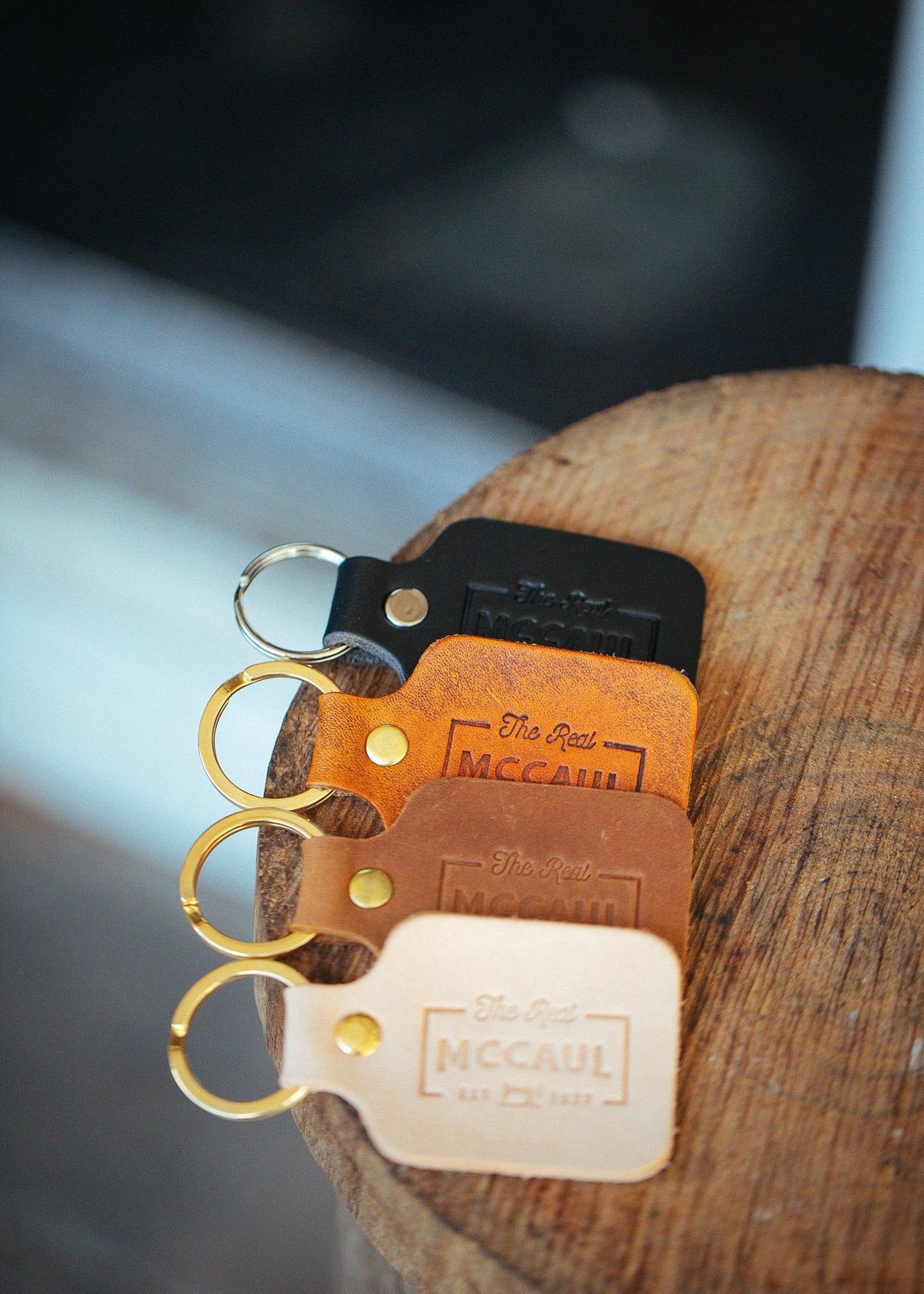 The Real McCaul Leathergoods Keyring Keyring - Branded Australian Made Australian Owned Leather Key Fob Holder Belt Hook Made In Australia