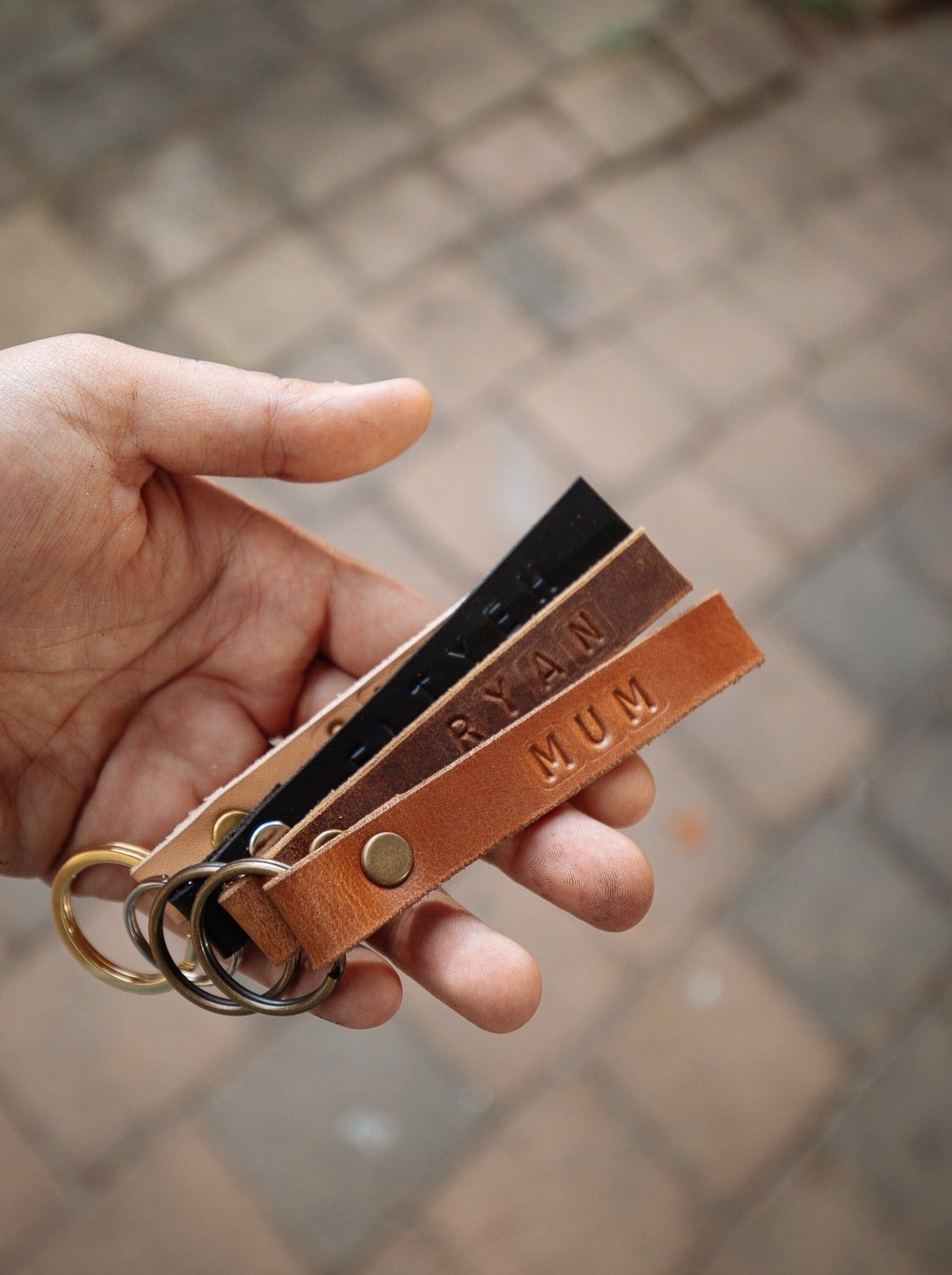 The Real McCaul Leathergoods Keyring Personalised Leather Name KeyRing Australian Made Australian Owned Personalised Leather Name Keyring Australian Made