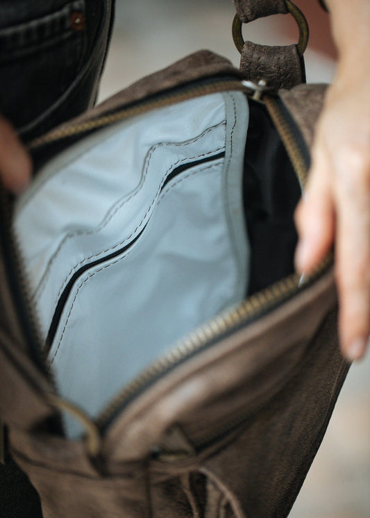 The Real McCaul Leathergoods Manbag Sydney Crossbody Satchel Australian Made Australian Owned Sydney Manbag Leather- Made In Australia- YKK Zips