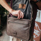 The Real McCaul Leathergoods Mottle Brown / With Hooks Zeuss Satchel - Cowhide Australian Made Australian Owned Men's Leather Satchel Made In Australia- Laptop/iPad