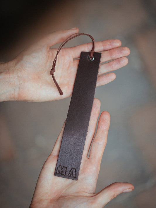 The Real McCaul Leathergoods Personalised Bookmark Australian Made Australian Owned Personalised Embossed Leather Bookmark Handmade in Australia