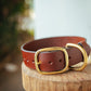 The Real McCaul Leathergoods Personalised Dog Collar 38mm Wide - Cognac Australian Made Australian Owned Leather Dog Collar with Brass Fittings- Australian Made