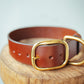 The Real McCaul Leathergoods Personalised Dog Collar 38mm Wide - Cognac Australian Made Australian Owned Leather Dog Collar with Brass Fittings- Australian Made