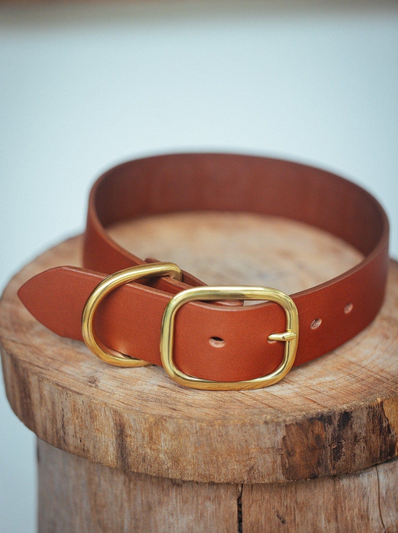 The Real McCaul Leathergoods Personalised Dog Collar 38mm Wide - Tan Australian Made Australian Owned Leather Dog Collar with Brass Fittings- Australian Made