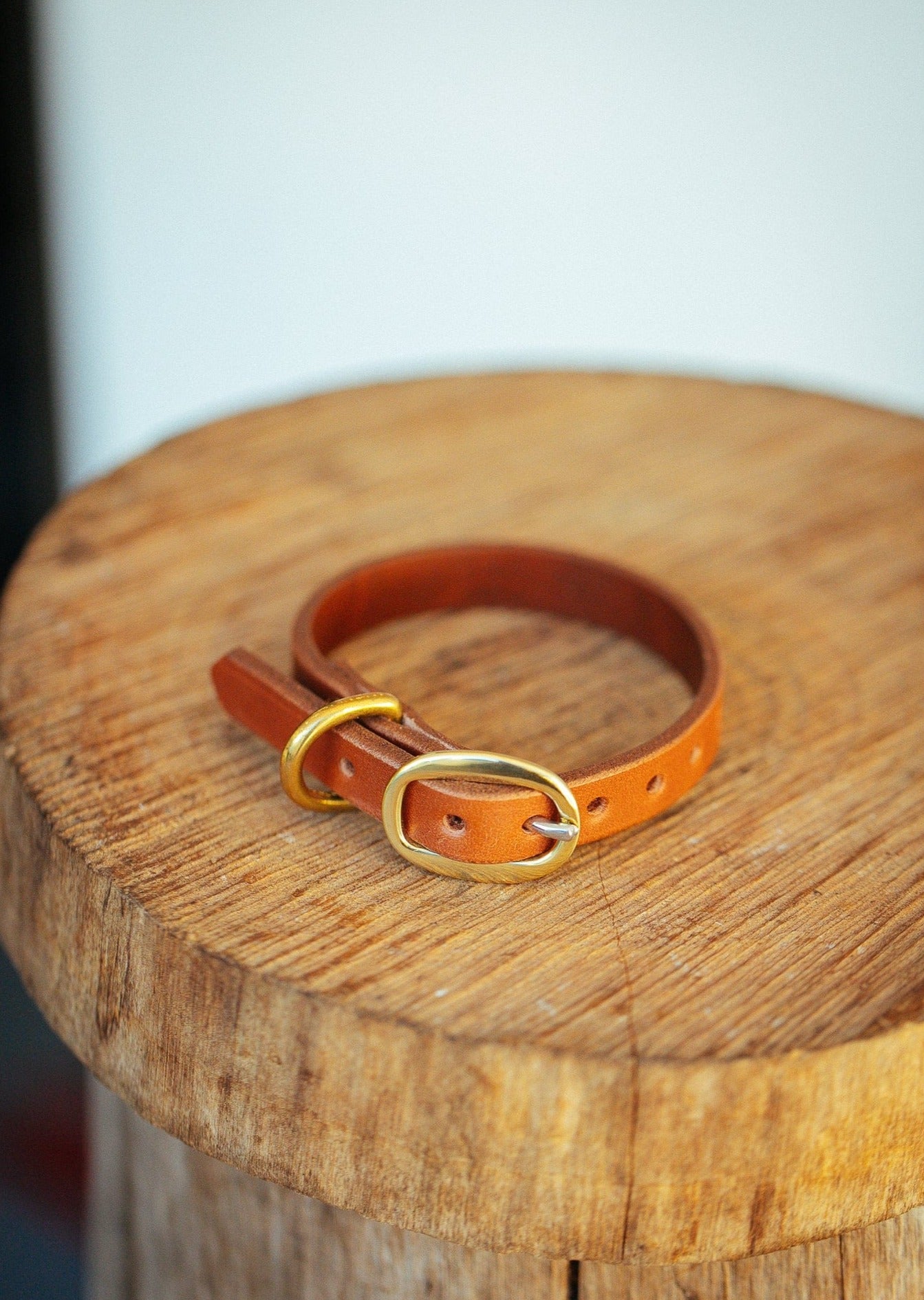 The Real McCaul Leathergoods Pet Collars & Harnesses Classic Dog Collar - 15mm - Tan Australian Made Australian Owned Leather Dog Collar with Brass Fittings- Australian Made